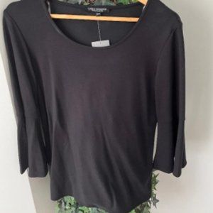 Linea Domani Black Scoop Neck top with Flute Sleeves